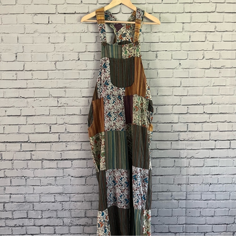 Bohemian Patchwork Jumpsuit in Earth Tones